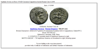 Septimius Severus on Horse 193AD Caesaraea Cappadocia Ancient