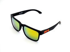 Spy Helm Promo Sunglasses Matte Black Orange Mirrored Lens Orange Logo NEW S10