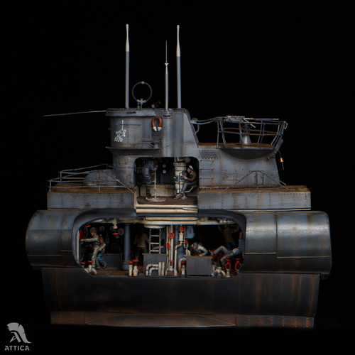 Soldatino giocattolo latta miniatura dipinto U-Boat VII C sezione 1:32 tedesco prevendita arte - Foto 3 di 21