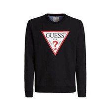 Image of Guess jeans Mens Triangle Logo M94Q24K7ON0 Sweatshirt Black Jumper Track Suit