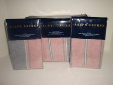 Ralph Lauren Oakview King Duvet Cover Shams Set Red Blue Striped Cotton Linen