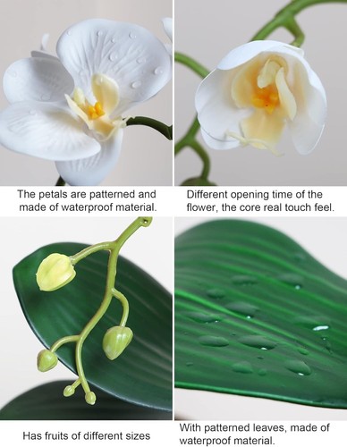 Stunning 17" White Faux Orchid with Vase - Ideal for All Occasion Decor - Picture 5 of 11