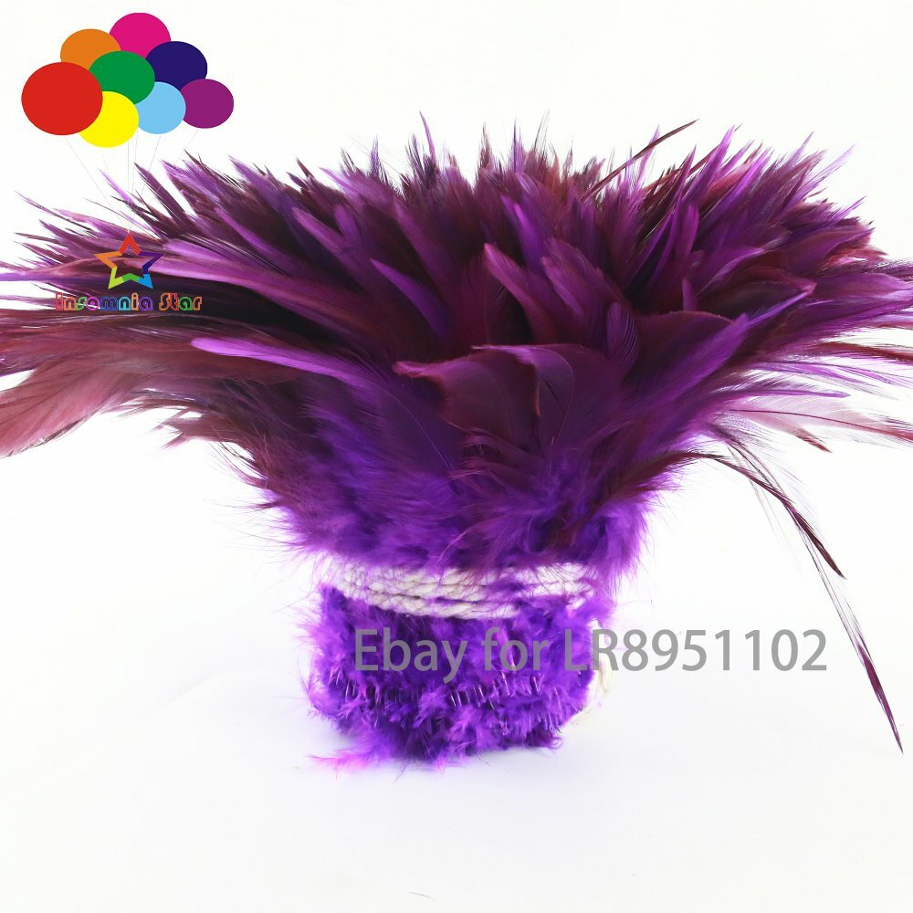 13 color Rooster Feathers 5-6 Inch Strip Natural Strung Craft