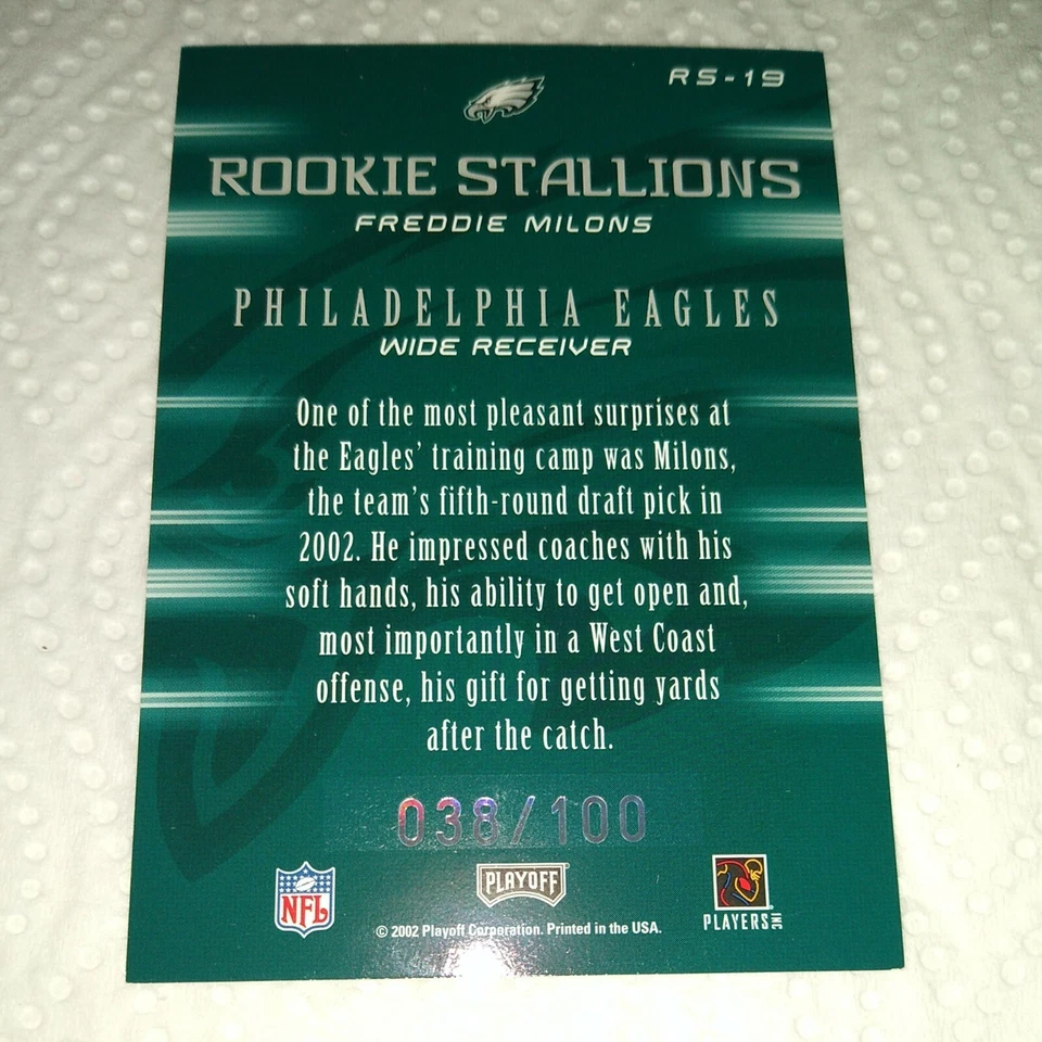 Freddie Milons 2002 Honors Rookie Stallions Autograph #RS-19 Eagles ***38/100*** - Image 2 of 2