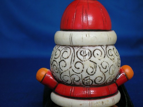 Vintage santa claus wood ornament free standing hand painted JOY on his hat 4" - Picture 4 of 6