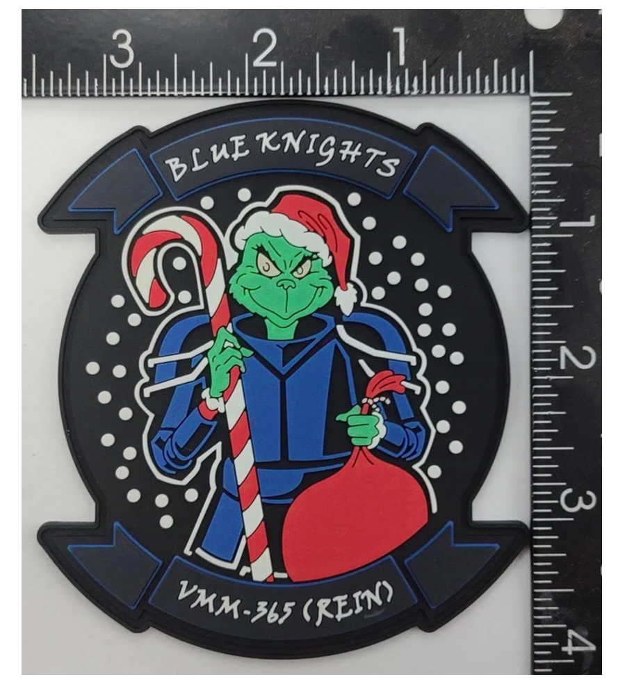 Marine Corps VMM-365 Blue Knights Christmas PVC Patch Holiday Design