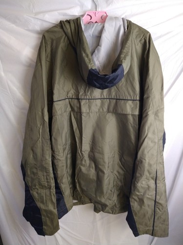 Mens Outerwear Hooded Fleece Lined Green Jacket Coat Work XL Athletic Rain - 第 2/13 張圖片