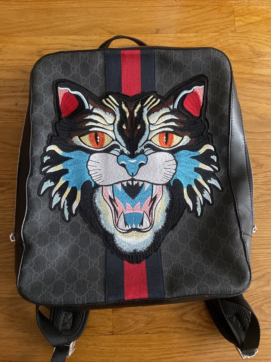 Gucci Angry Cat Backpack GG Coated Canvas And Leather With  display picture 3