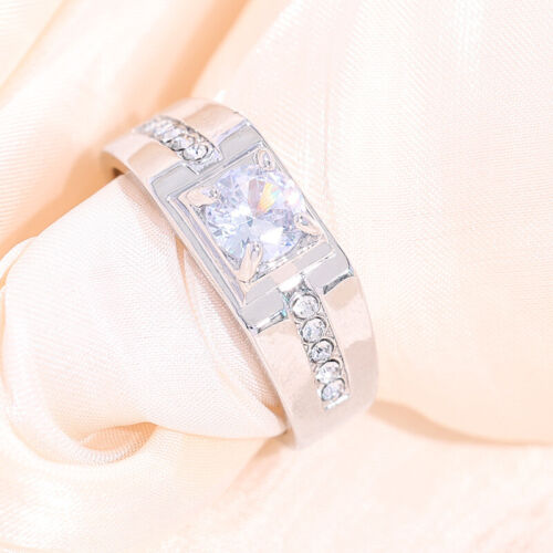 Silver Couple's Ring Couple Engagement Open Wedding Ring Set With Zirconia
