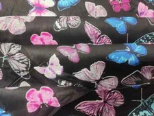 25 Yard Indian Black Butterfly Hand Block Print Cotton Fabric Dressmaking Sewing