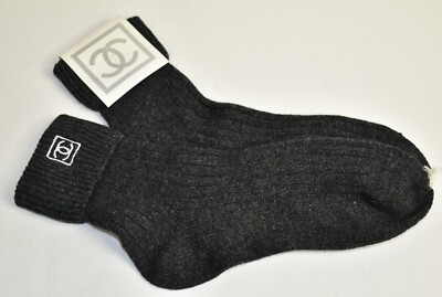 CHANELカシミヤ靴下 NEW w TAGS Chanel Knit Ribbed WOOL CASHMERE Socks