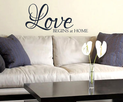 LOVE BEGINS AT HOME Wall Art Decal Quote Words Lettering Decor Saying DIY