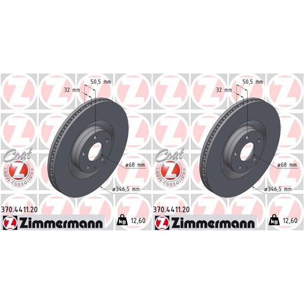 2X Zimmermann Bremsscheiben 347Mm InnenbelÜFtet Vorne Passend FüR Mazda CX-60 |-image