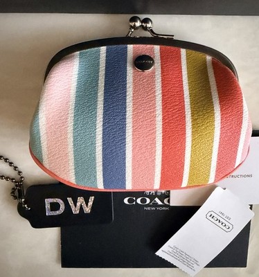 NWT COACH PEYTON MULTICOLOR STRIPE KISSLOCK COIN PURSE 60274 | eBay