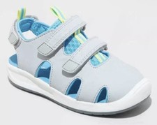 Cat Jack Hank Boys Gray Blue Closed Toe Summer Sandals Hook Loop Strap Size 11