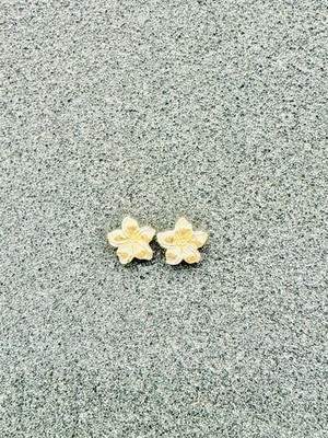 14K massiver Gelbgold Hawaii Plumeria Blume Ohrring 3/8 Zoll (9 mm) E201