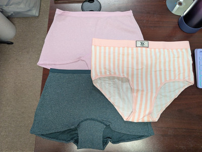 Victoria's Secret Panty Lot Of 3 Misc Pink Stripes Lilac Deep Forest  L NWT
