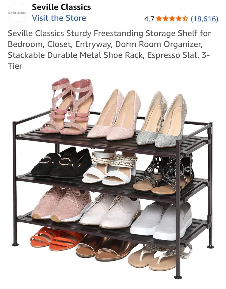 Zapatero de metal Seville Freestandin de 3 niveles Foto 2 de 3
