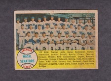 1958 Topps Baseball #44 Washington Senators Team Photo POOR 2nd Series Checklist