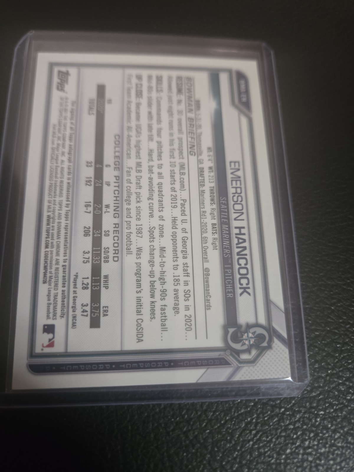 2021 Bowman - Mega Box Chrome Mojo Autographs Emerson Hancock #BMA-EH (AU, RC) view 4