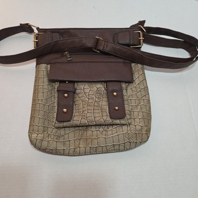 Canvas Crossbody Tan Gold Texture Accents