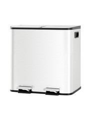 Stainless Steel Dual Recycling Bin 30L 2x15L Kitchen Waste Compartment Pedal