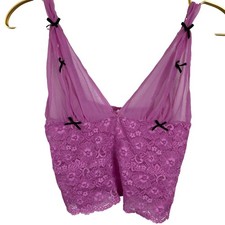 Vintage Y2K Victoria's Secret Pink Mesh Lace Bow Fairy Camisole Top 2005 Medium