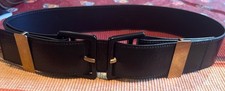 YVES SAINT LAURENT Rive Gauche Black Patent Leather Metal Double Buckle Belt32