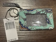 New With Tag Vera Bradley Zip ID Case Coin Purse Keychain ID Badge