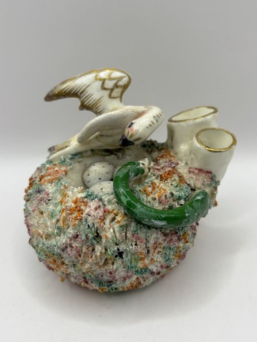 Bird-nest & Serpent Inkwell/Quill Holder Staffordshire Potteries c1860 - Picture 7 of 16