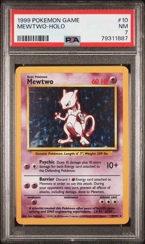 POKEMON BASE SET MEWTWO 1999 GAME #10 PSA 7