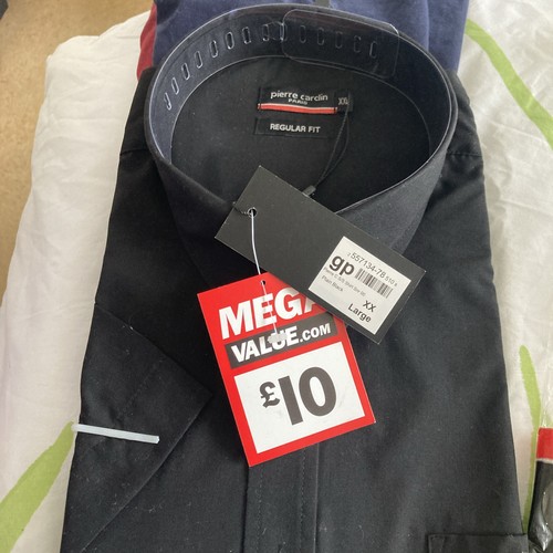 Pierre Cardin XXL BLACK Short Sleeve Shirt Cotton BNWT