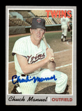 1970 Topps # 194 Charlie Manuel Autograph Signed Auto Card (M2) Minnesota Twins