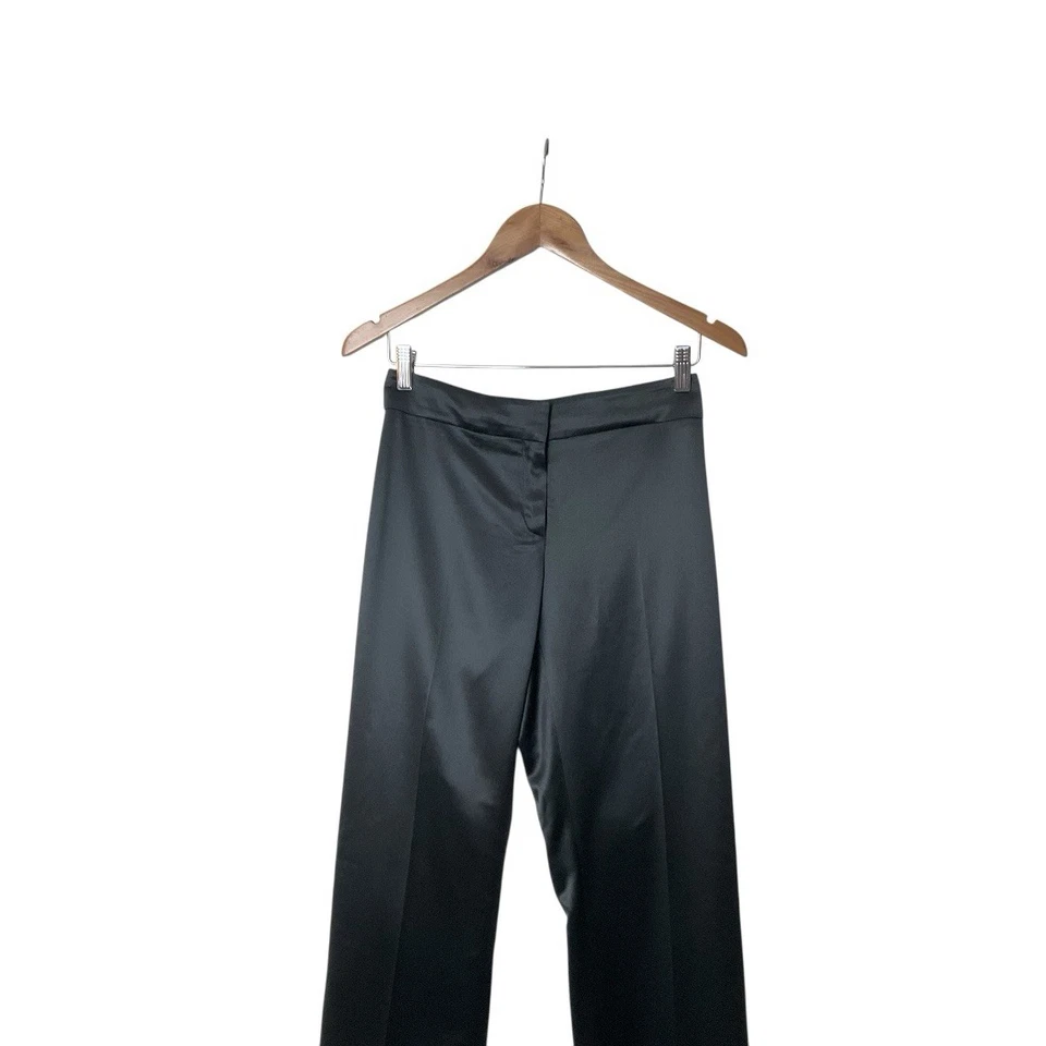 Y2K Alberta Ferretti Satin Flare Low Rise Dark Grey Blue Silk Stretch Pants US 4 - Image 3 of 4