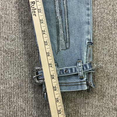 Guapi Dead Or Alive Jeans Mens 28 Crystal Skeleton Buckle Limited