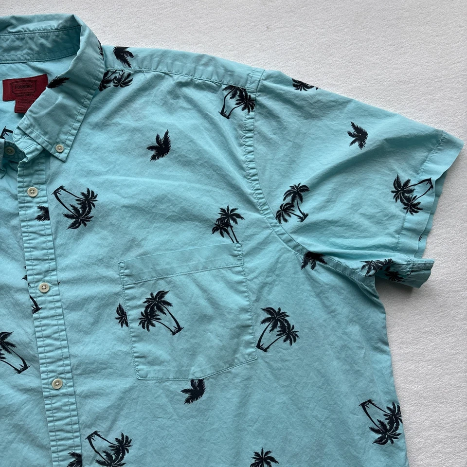 Camisa hawaiana manga corta The Foundry Supply Co para hombre joven 3XL palmeras AOP Foto 4 de 4