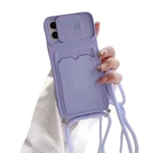 Card Storage Phone Case With Sliding Camera Cover Detachable Strap For Phone 15 - Picture 10 of 14