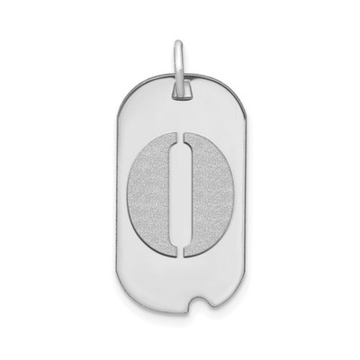 14k Weißgold Erkennungsmarke Anhänger poliert Satin Ausschnitt Unisex minimalistisch Halskette