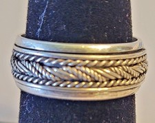 Vintage, Sterling Silver 7mm Wide Braid Pattern Band, Szs 6.5, 7.5, 11, 12