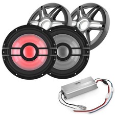 Clarion Marine Bass Bundle - 2 CMSP-101RGB-4 10" RGB LED subwoofers include...