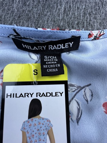 Hilary Radley Shirt Women's Small Blue Floral Combo Short Sleeve Blouse New - Picture 7 of 13