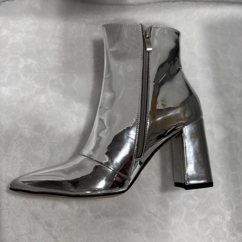 Botas Matiko Lucinda para mujer plateadas puntiagudas gruesas tacón bloque talla 39 glamuroso fiesta - Imagen 4 de 14