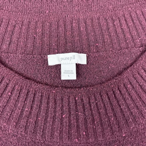 Maglione donna Purejill J Jill bordeaux maculato grande bordo a costine elasticizzato - Foto 4 di 5