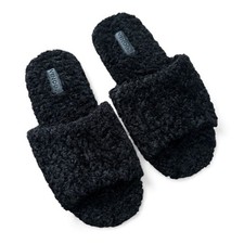 Vince Kalina Shearling Slipper Slide Sandal Black Sz 10