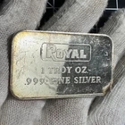 RARE VINTAGE ENGELHARD 1 OZ SILVER BAR “ROYAL” COMMERCIAL COUNTERSTAMP