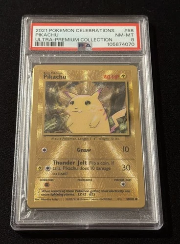 2021 Pokemon Celebrations Metal Ultra Premium Collection Pikachu PSA 8 #58