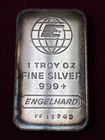 Vintage Engelhard 1 oz .999 Fine Silver Bar Serial Number Prefix FF 31743 TONED