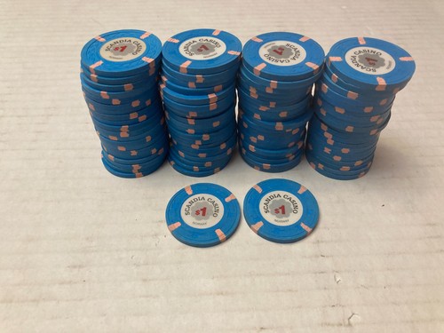 82 Scandia Casino (Fantasy) $1 Blue Clay Pokerchips Paulson neuwertig für Heimspiele
