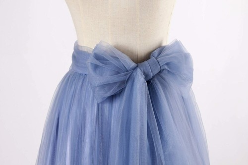 Elegant Long Maxi Tulle Skirt with Bowknot Belt for Wedding Party Evening Events - Picture 5 of 7