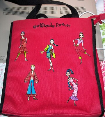 Red Gurlfriends Forever Handbag Purse Cool Girls in Fashion Outfits 11'' X 9 1/4